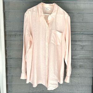 Gap pale pink linen button down shirt XL
